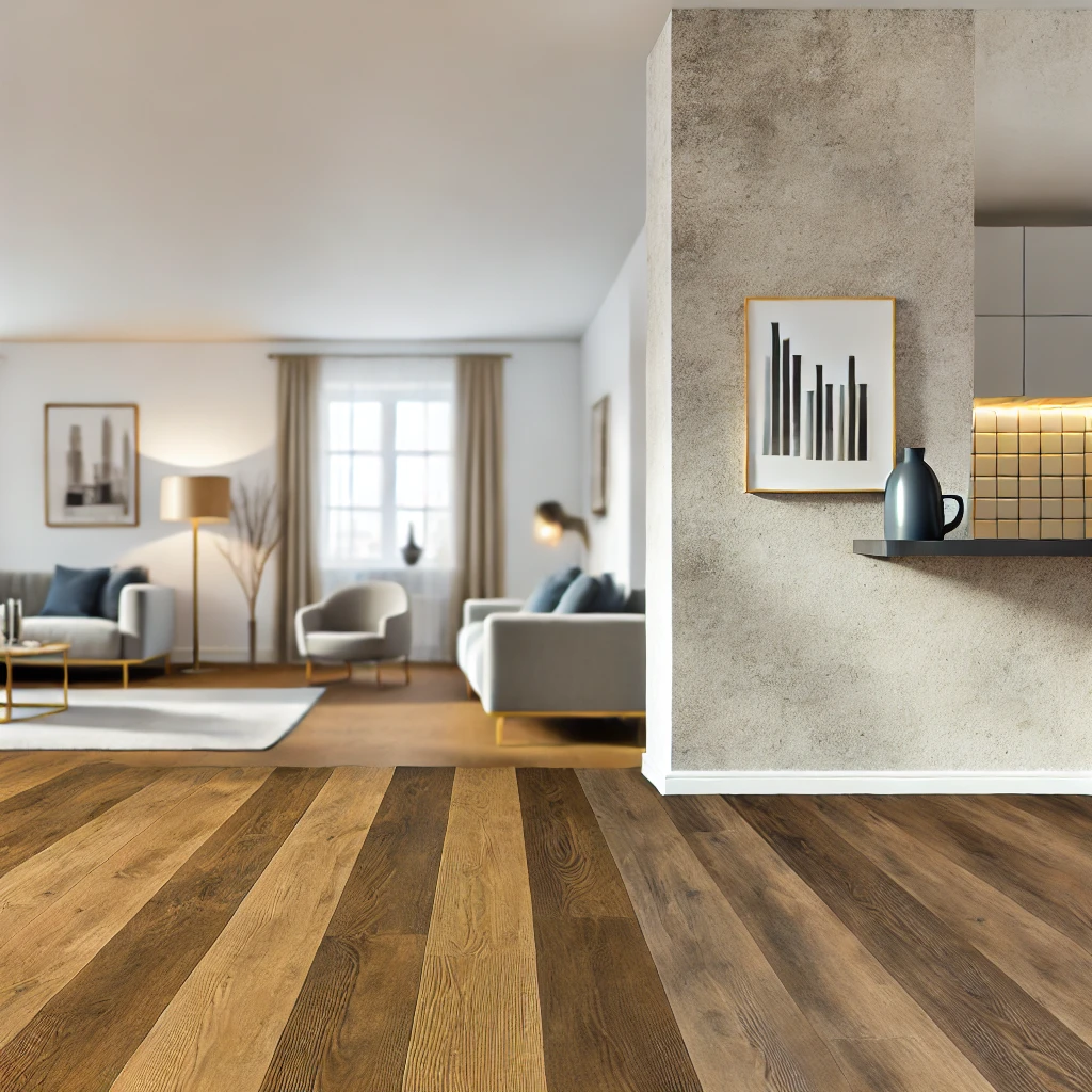 modern interior featuring a blend of high-quality hardwood flooring and luxury vinyl tile (LVT)